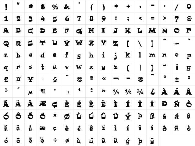 MiTica Regular  glyph index