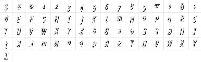 Crazy Cock Regular  glyph index