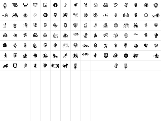 Lions Regular  glyph index