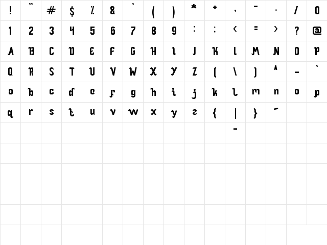 OCEAN Regular  glyph index
