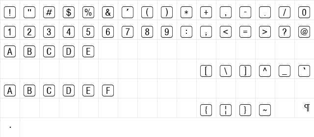 Dartworth Letter Keys Regular  glyph index
