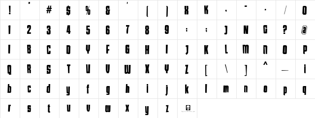 LHF Tallington Modern Regular  glyph index