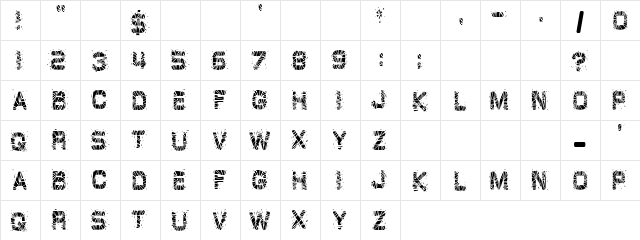 Burst Regular  glyph index