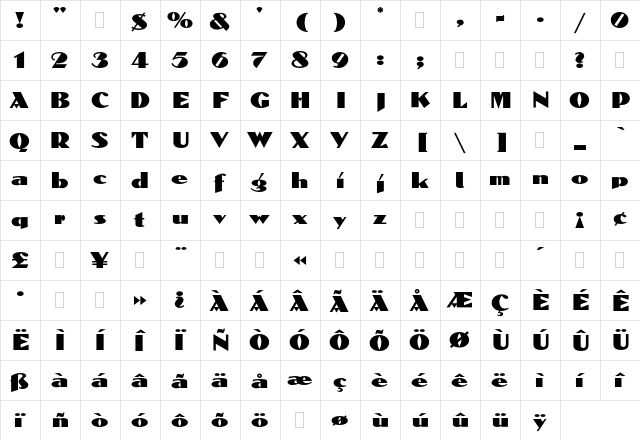Dolmen Plain  glyph index