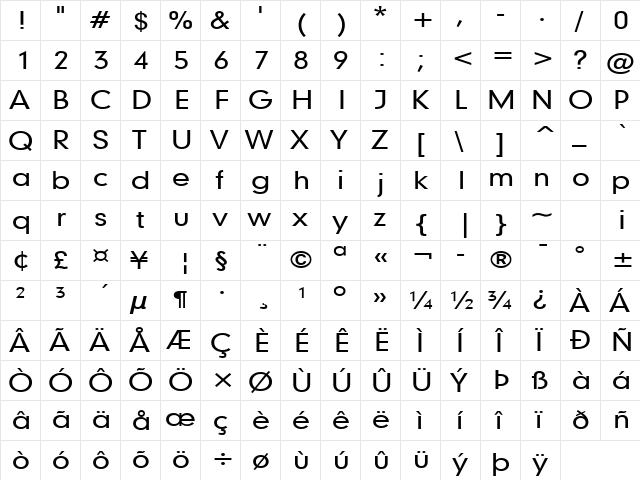 Geo579Wide Normal  glyph index