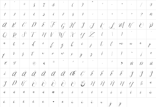 Niceday Regular  glyph index