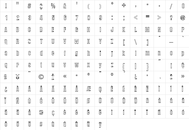 AdvertisersOutline Regular  glyph index