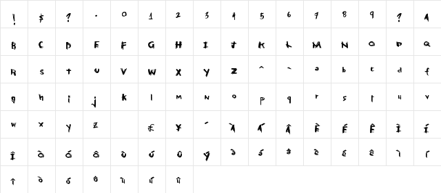 GrandiousVengeance Regular  glyph index