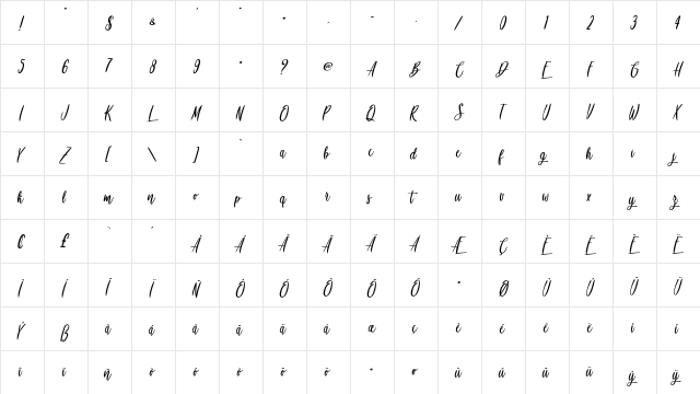 Rainbow Dreams - Personal Use Regular  glyph index
