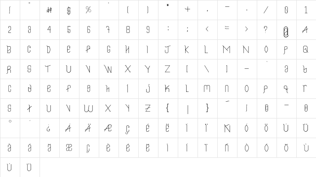 Neo LR Regular  glyph index