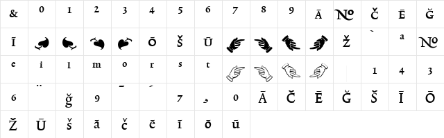 TriniteNo2 Medium  glyph index