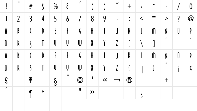 Farscape 1  glyph index