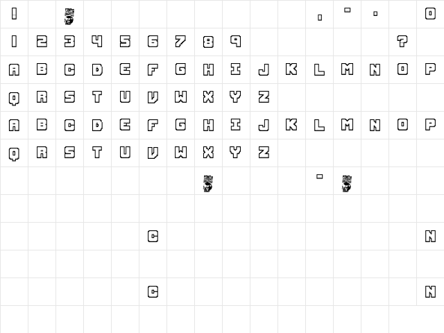 Recreativos Regular  glyph index