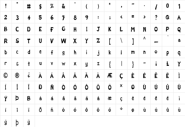 FZ BASIC 12 COND Normal  glyph index
