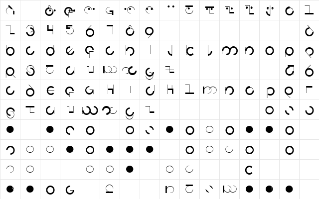 Circularia Regular  glyph index