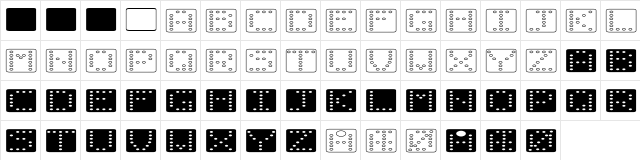 Domino flad Regular  glyph index