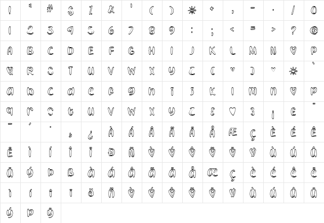 I Heart Coloring Regular  glyph index