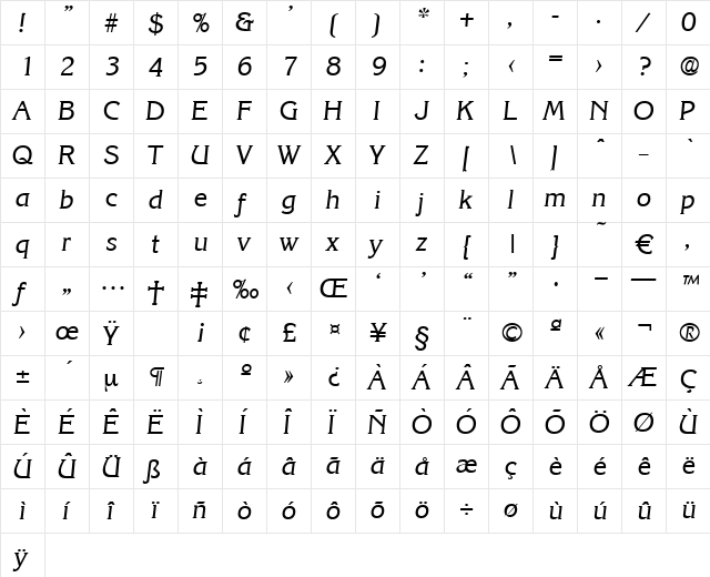 Korinth-RegularIta Regular  glyph index