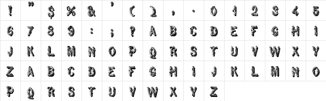 RusticBlackShadow Regular  glyph index