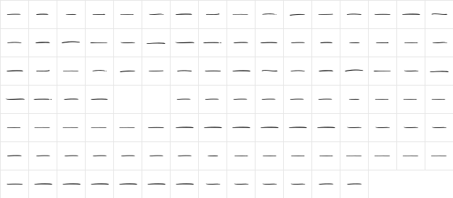 Rockhead Swash  glyph index