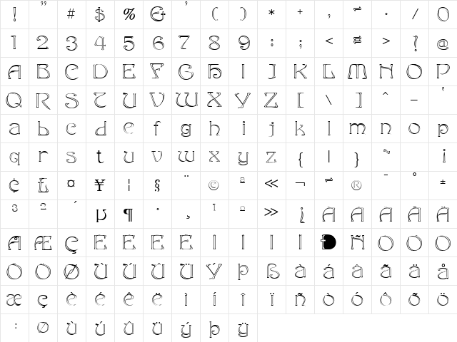 Edda Outline  glyph index