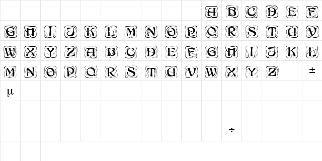 AdageDisplayCapsSSK Regular  glyph index
