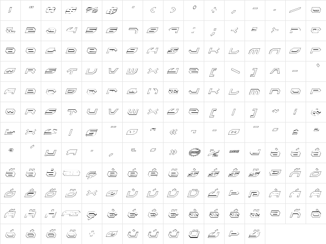 Taskforce Outline CondItalic Outline CondItalic  glyph index