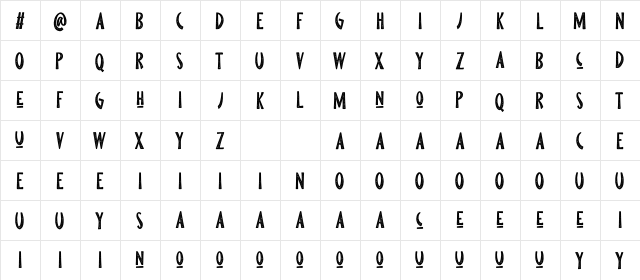 Pine Forest Personal Use Regular  glyph index
