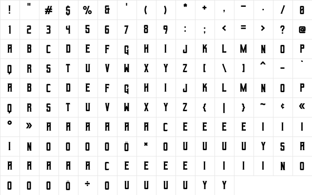 Geizer Regular  glyph index