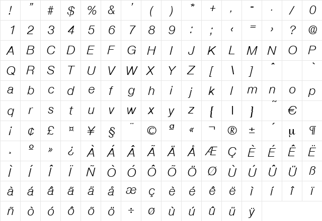 Olnova-RegularIta Regular  glyph index