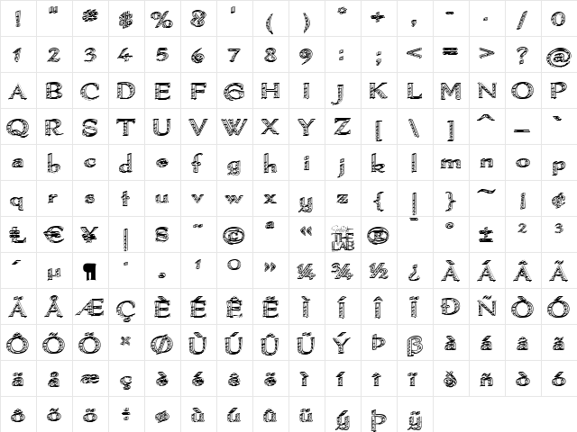 Pamelor II Regular  glyph index
