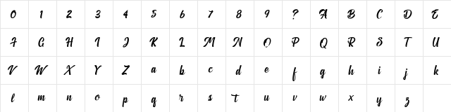 Anthemie Regular  glyph index