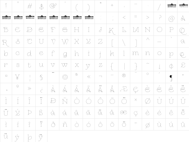 Erotique Alternate Trial Monoline  glyph index