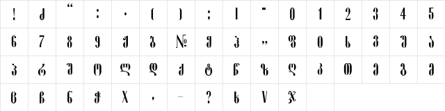 Pakizy-ITV Regular  glyph index