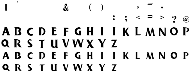 Anoov Cad Regular  glyph index