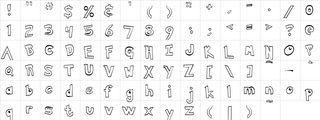 Invisible Alphs Regular  glyph index