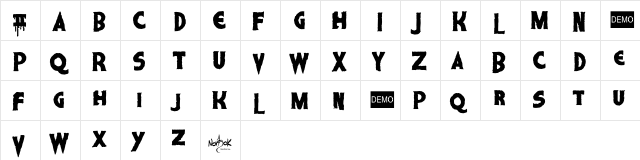 Living Dead 2 DEMO Regular  glyph index