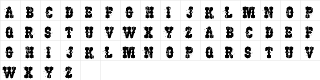 Working Class Hero Regular  glyph index