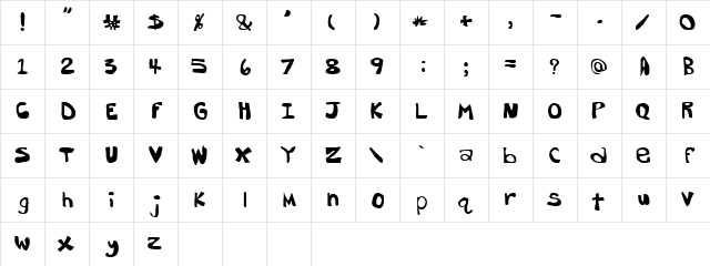 Dork Butt Regular  glyph index