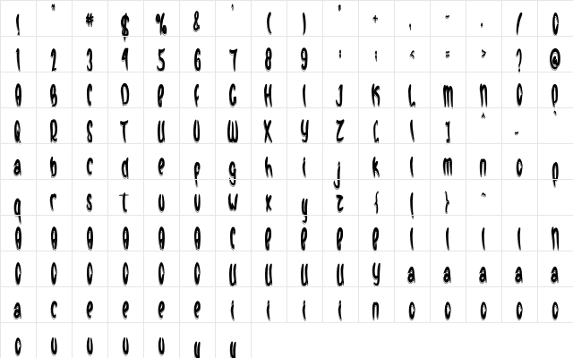 Kimmonoro Horror Regular  glyph index