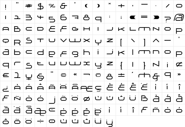 Adrenalin Regular  glyph index