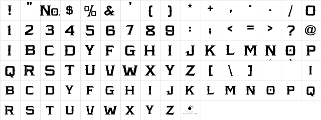 LHF Amarillo Bold Regular  glyph index