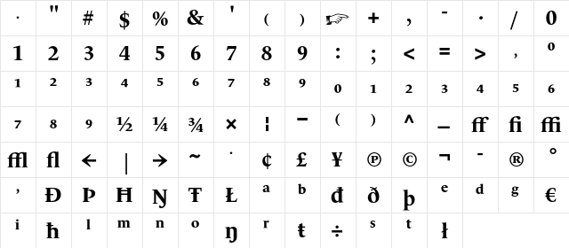 LeMonde Livre Expert Bold  glyph index