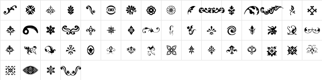 Beautiful Ornaments Regular  glyph index