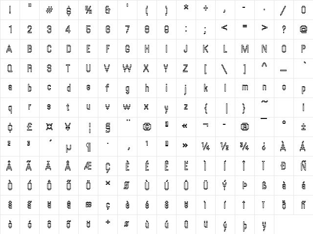 DTCRoughM53 Regular  glyph index