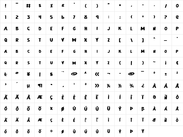 Earth's Mightiest Bold Expanded Bold Expanded  glyph index