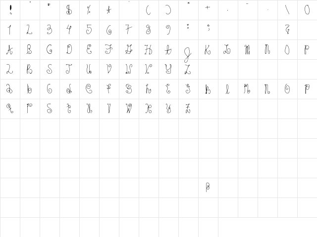 Schosszeit1 Regular  glyph index