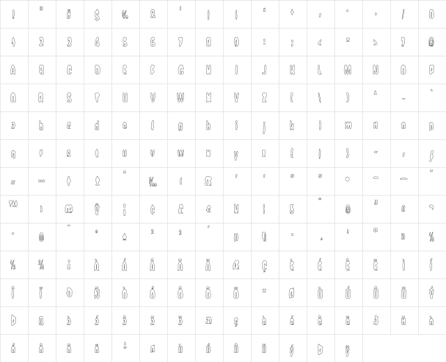 EggitOutlineAOE Regular  glyph index