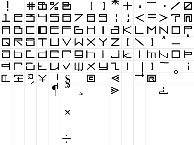 Glyphstream Regular  glyph index