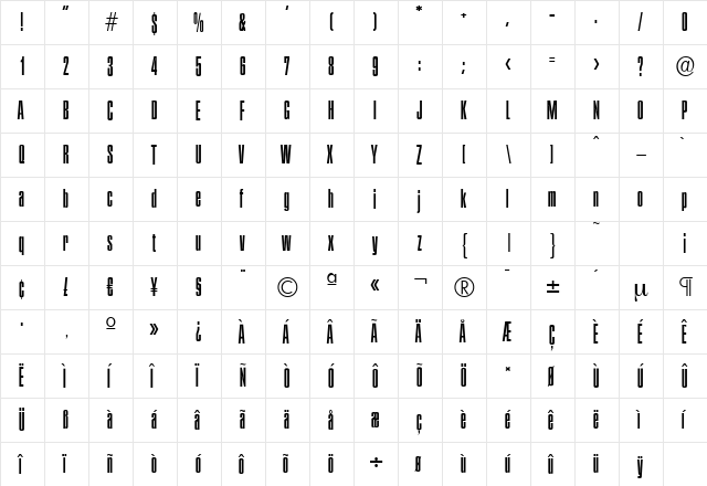 PlaketteSerial-Light Regular  glyph index